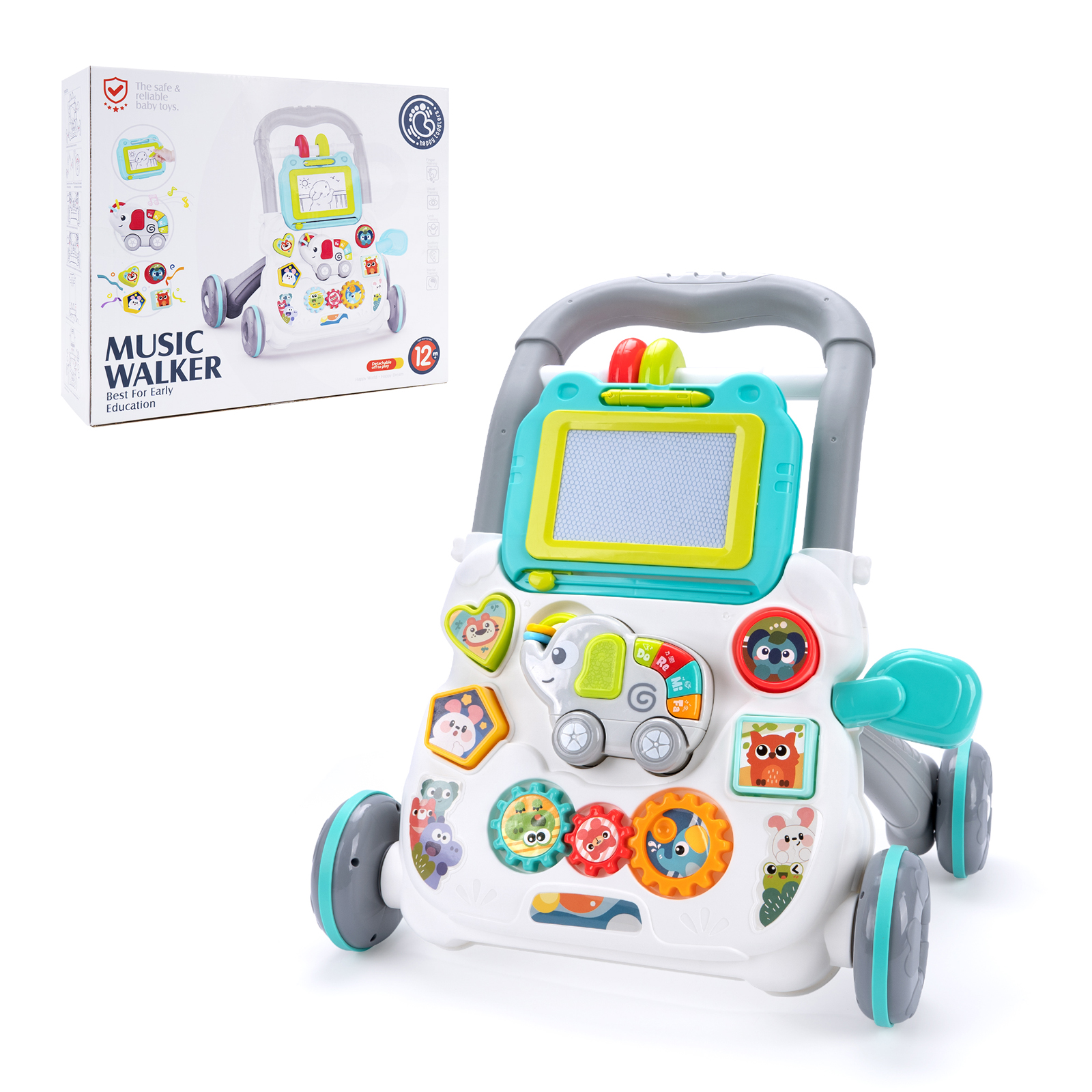 Baby Walker Activity - Cartoon Baby Push Walker Toy with