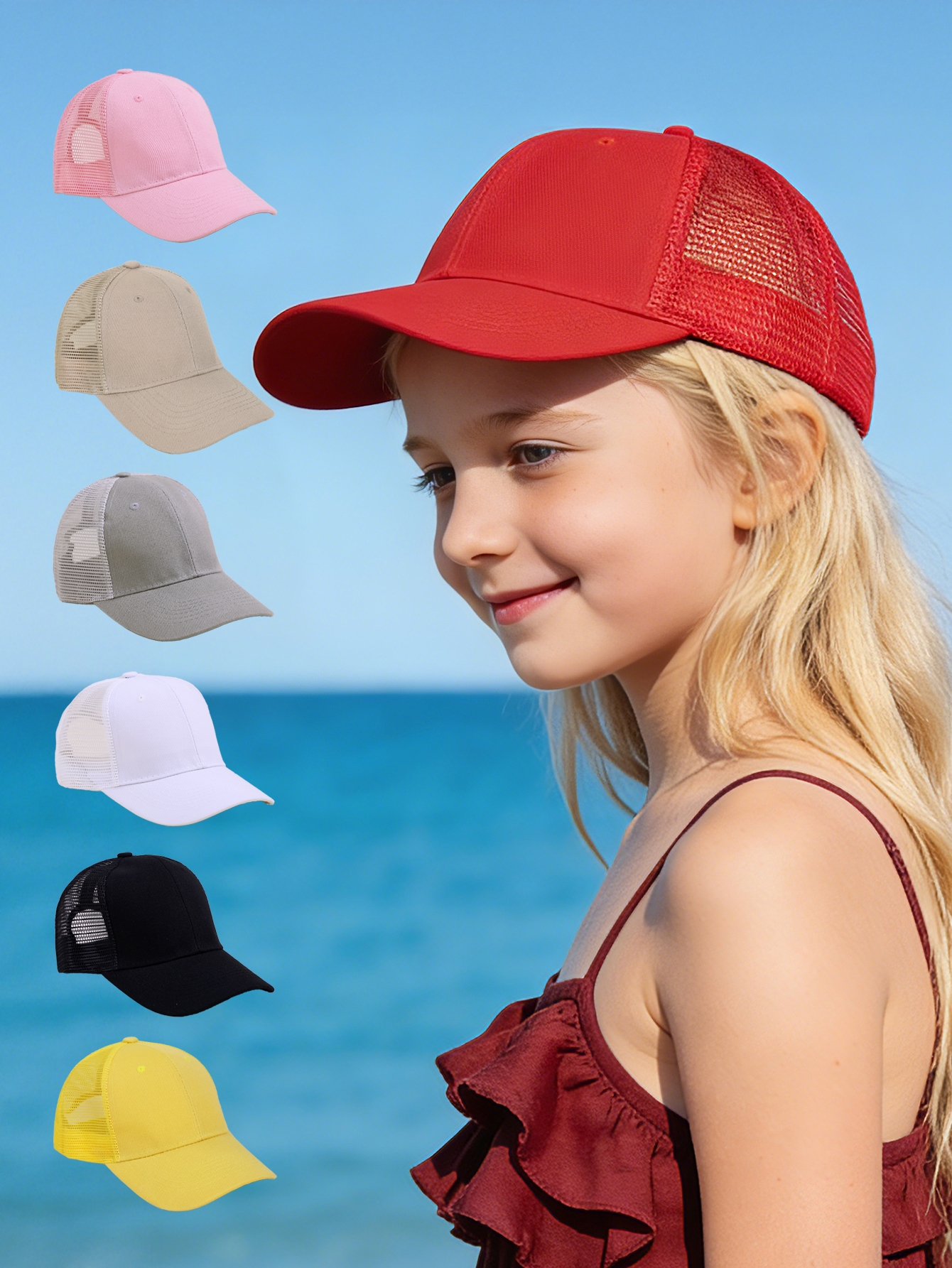Baby Products For Summer - 1 pc solid color mesh baseball