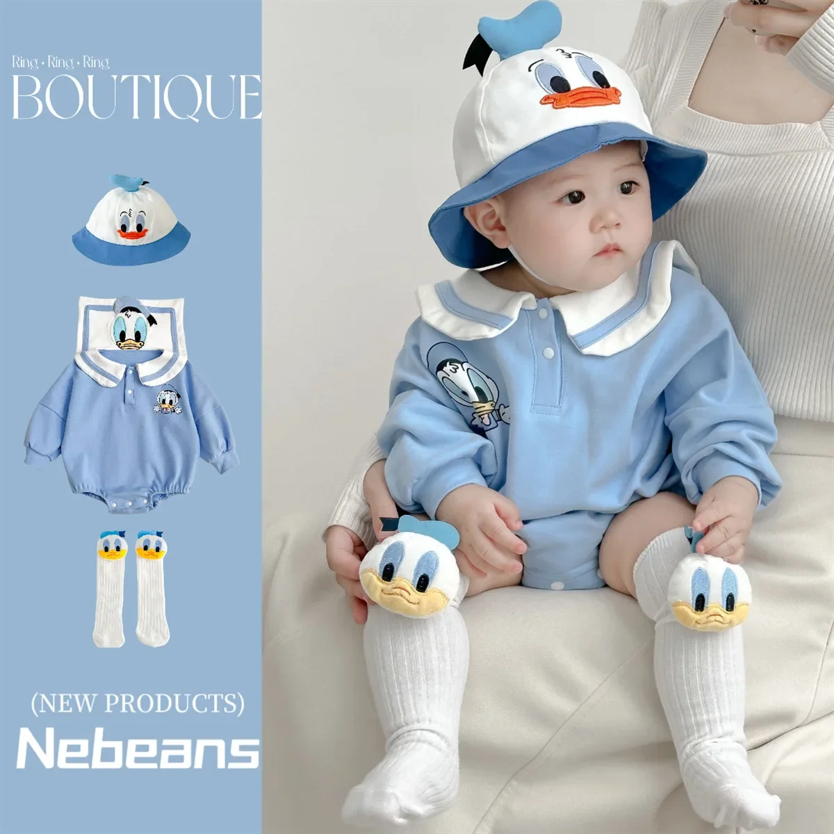 Baby Products Website - Spring Newborn Baby Rompers Sock Hat