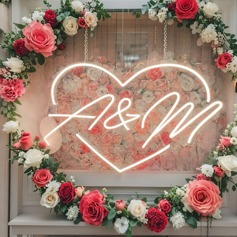 Custom Initials Heart LED Neon - Baby Products Decoration incelemesi ve fiyatı