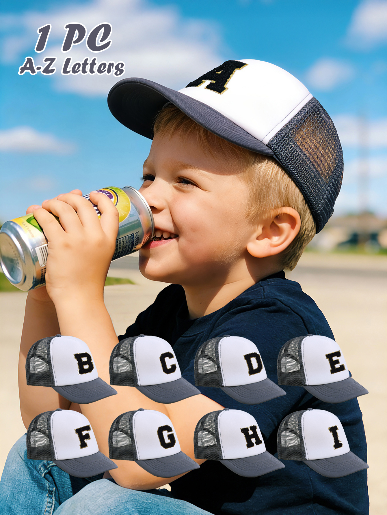 1pc Gray Hat With 26-Letter Pa - Baby Products For Summer incelemesi ve fiyatı